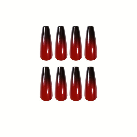 Coffin Press On Nails Long Retro Red (24 Pcs)
