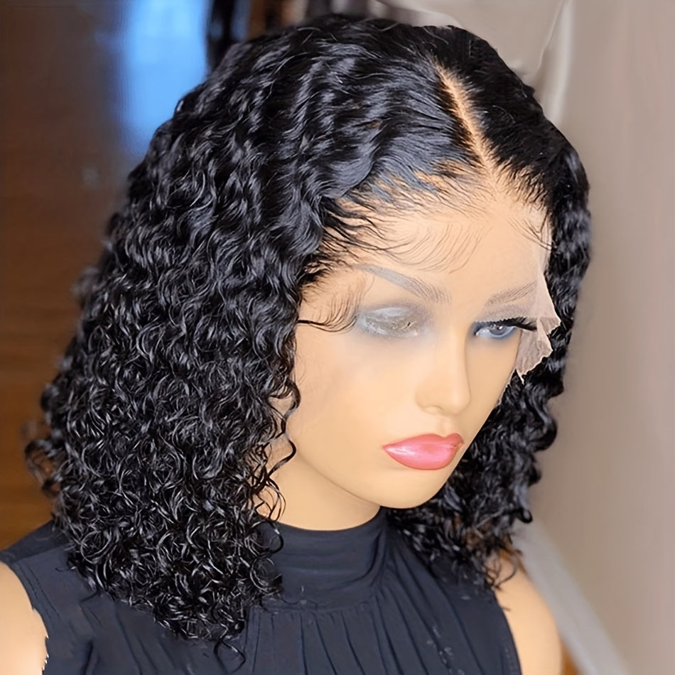 Water Wave Short Bob(150% density) Wig 13x4x1 Middle T Part Lace Frontal Wig Pre Plucked Natural Hairline