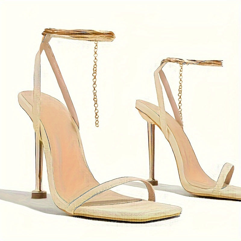 Square Open Toe High Heels