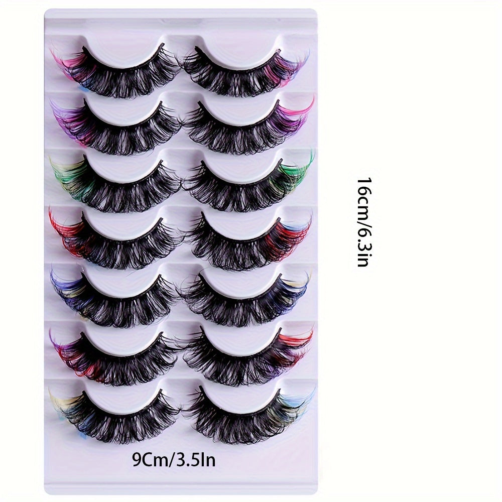 Multi color Eyelashes (7 Pairs)