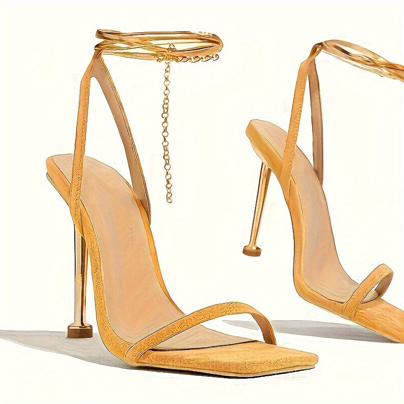 Square Open Toe High Heels