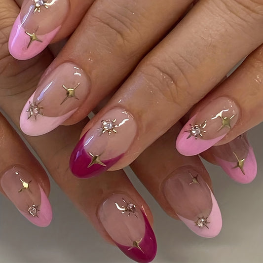 Glossy Short Oval Fake Nails (24pcs)
