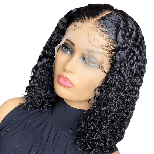 Water Wave Short Bob(150% density) Wig 13x4x1 Middle T Part Lace Frontal Wig Pre Plucked Natural Hairline