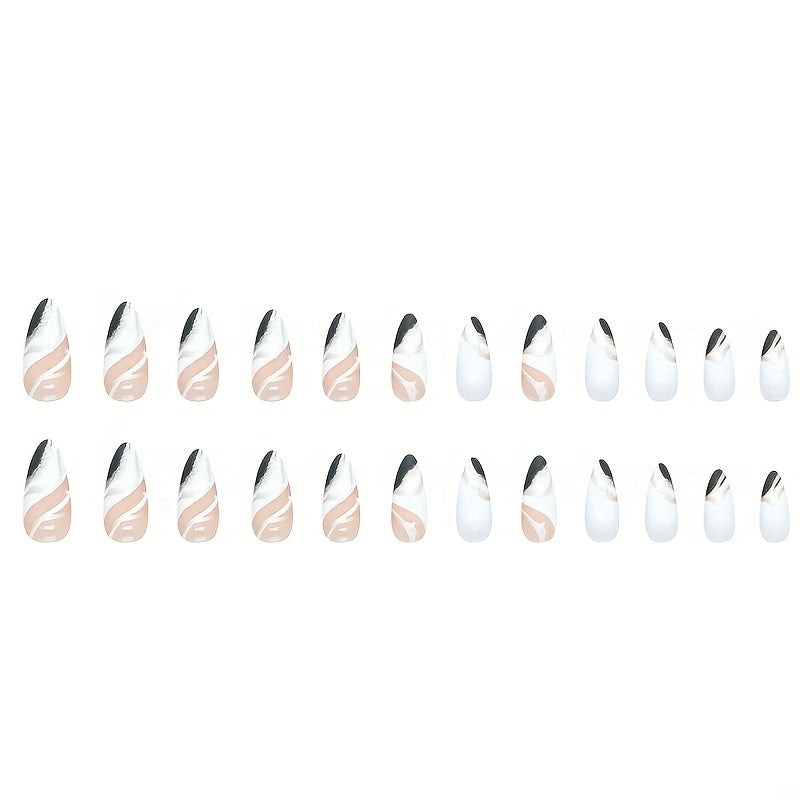 Glossy Medium Almond Fake Nails (24pcs)