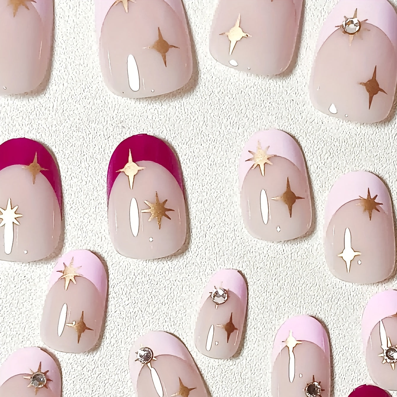 Glossy Short Oval Fake Nails (24pcs)