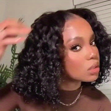 Water Wave Short Bob(150% density) Wig 13x4x1 Middle T Part Lace Frontal Wig Pre Plucked Natural Hairline