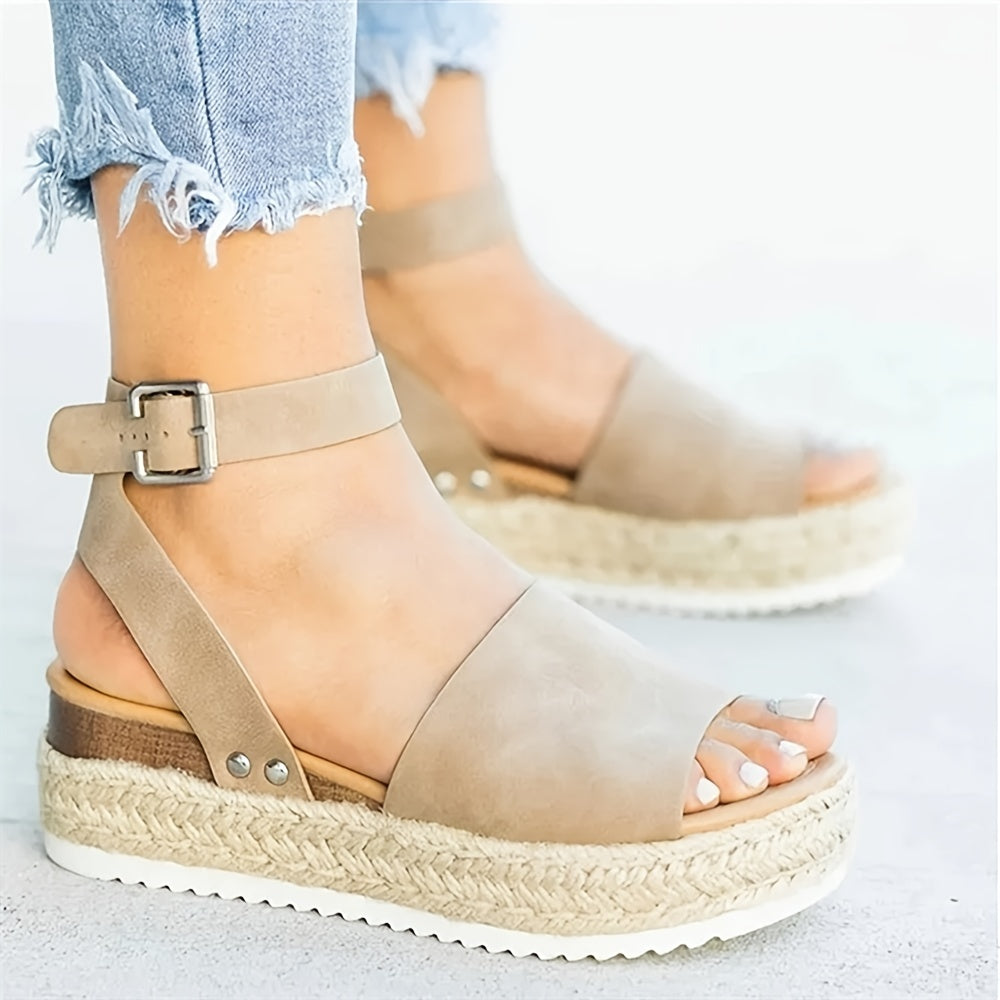 Mid Heel Platform Espadrille Sandals