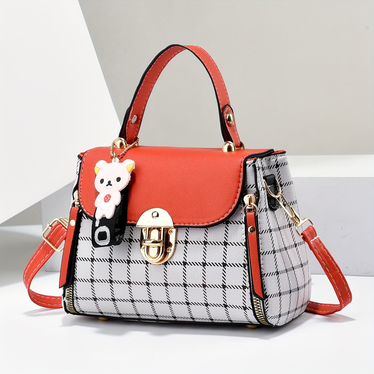 Plaid Pattern Satchel Handbag