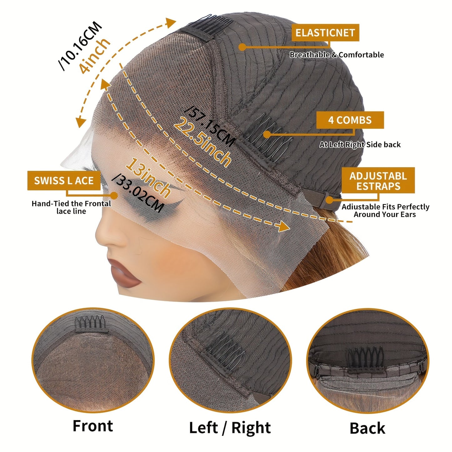 Ombre 13x4 Lace Front Human Hair Wig (Pre Plucked)