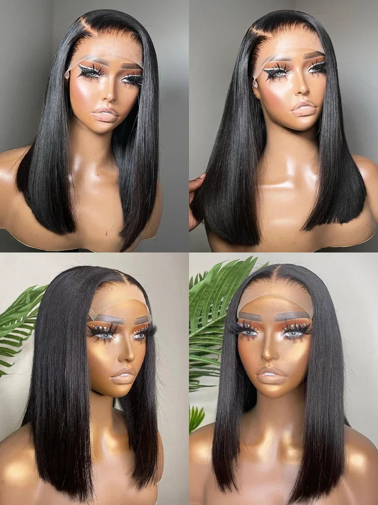 Short Bob Wigs Bone Straight Human Hair Wig (Pre-Plucked)