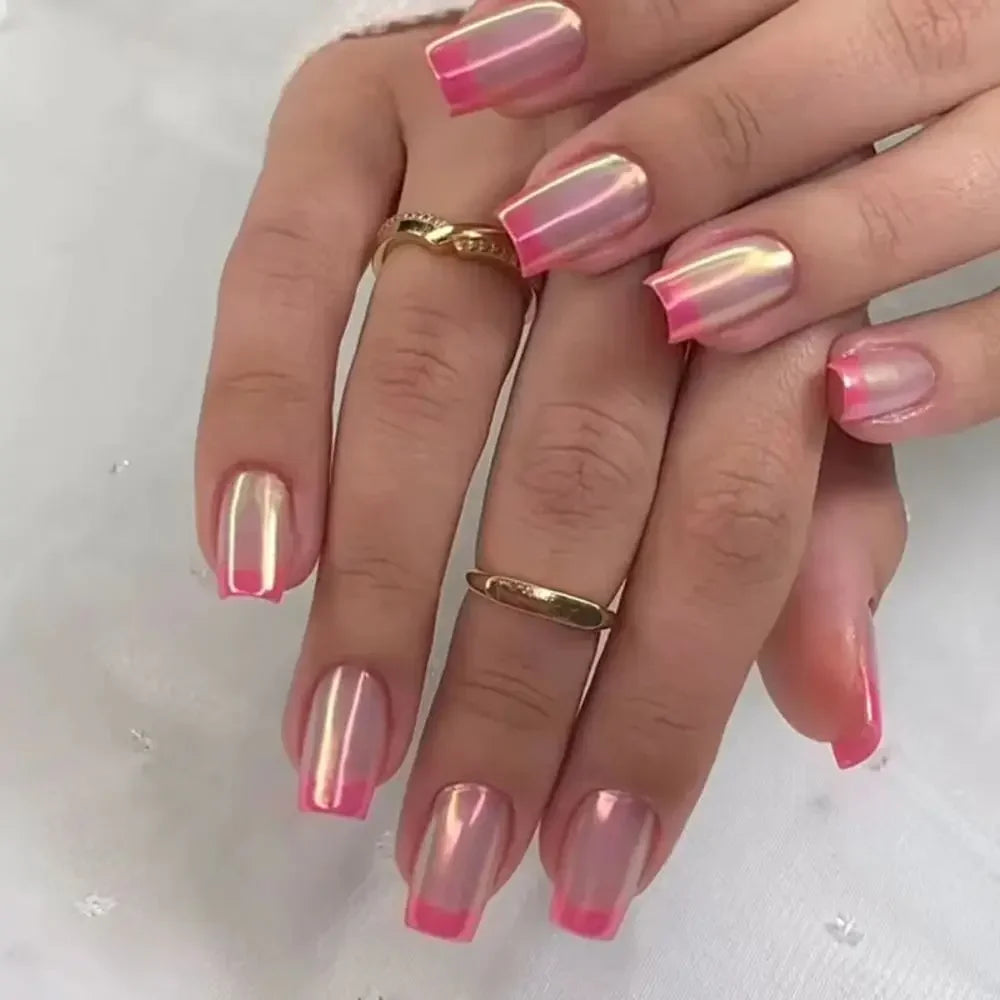 Square Head Fake Nails French Nail (24 Pcs)