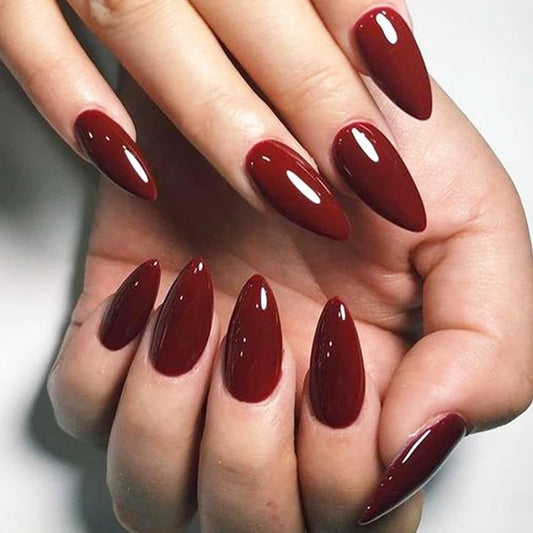 ARTAUG ress On Nails Short Almond Red Wine (24 pcs)