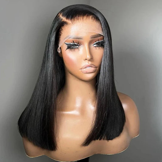 Short Bob Wigs Bone Straight Human Hair Wig (Pre-Plucked)