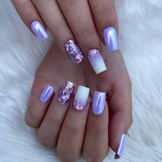 Square Head Fake Nails French Nail (24 Pcs)