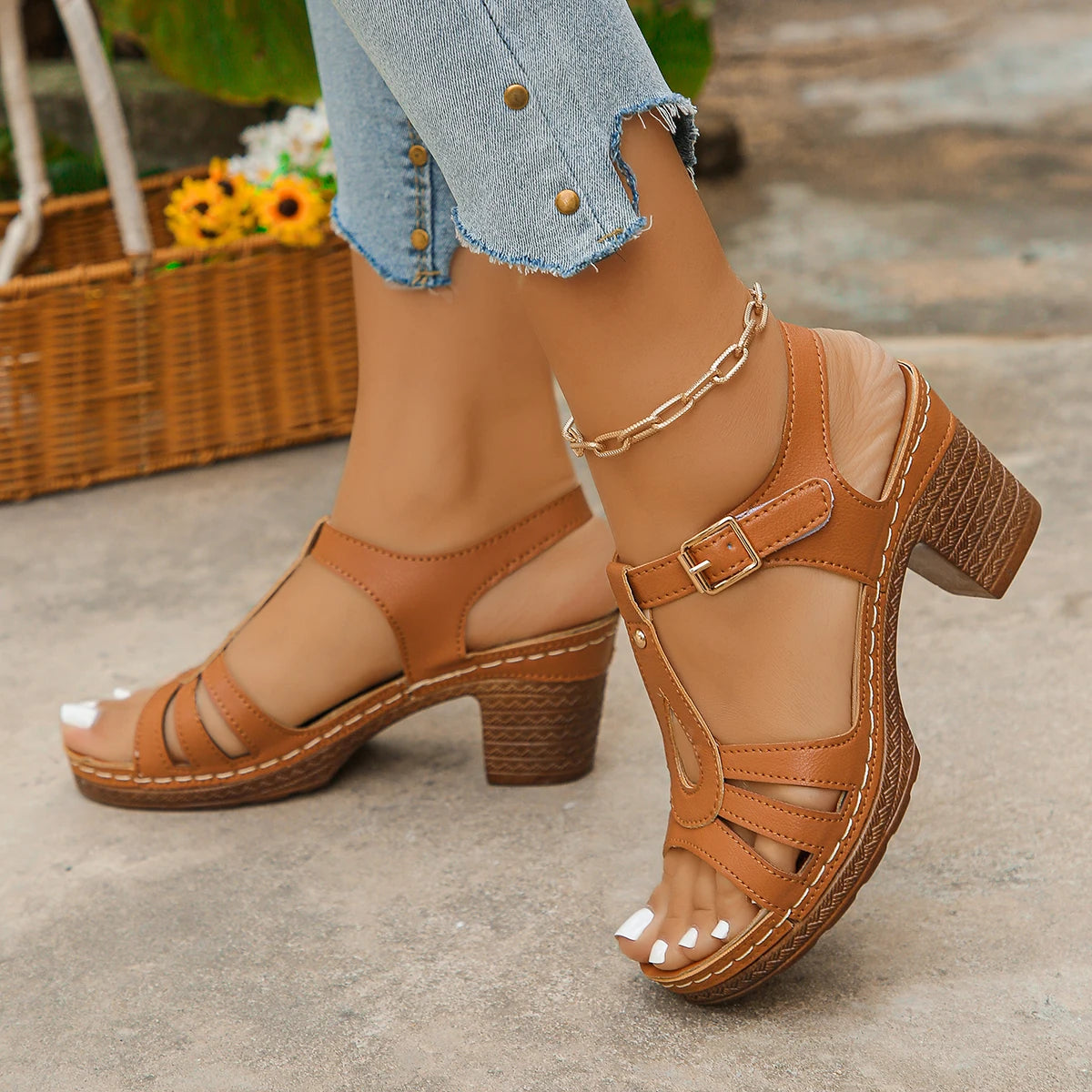 high-heeled sandals