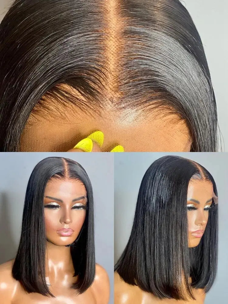 Short Bob Wigs Bone Straight Human Hair Wig (Pre-Plucked)