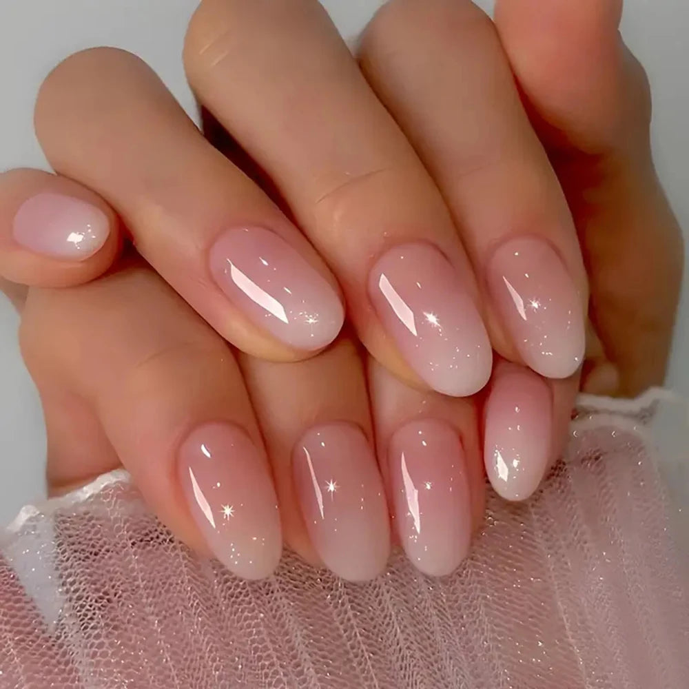 Medium Almond Flesh color Press On Nails ( 24PCS)