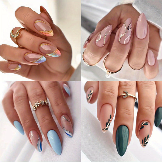 Glitter Swirl Press On Nails (96 Pcs)