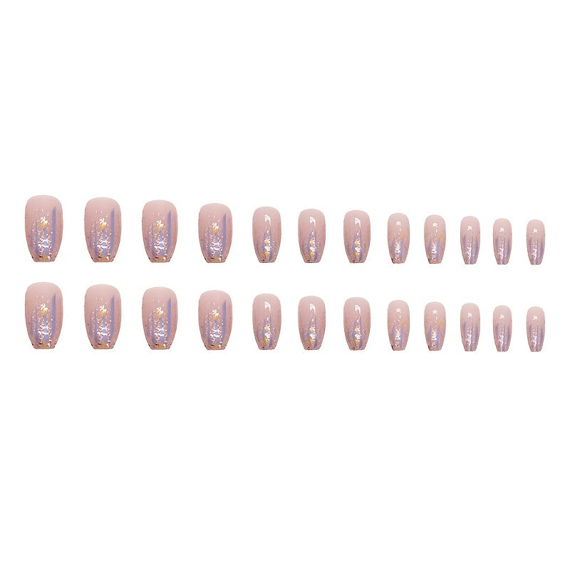 Aurora Purple Glossy Short Ballet Fake Nails (24pcs)