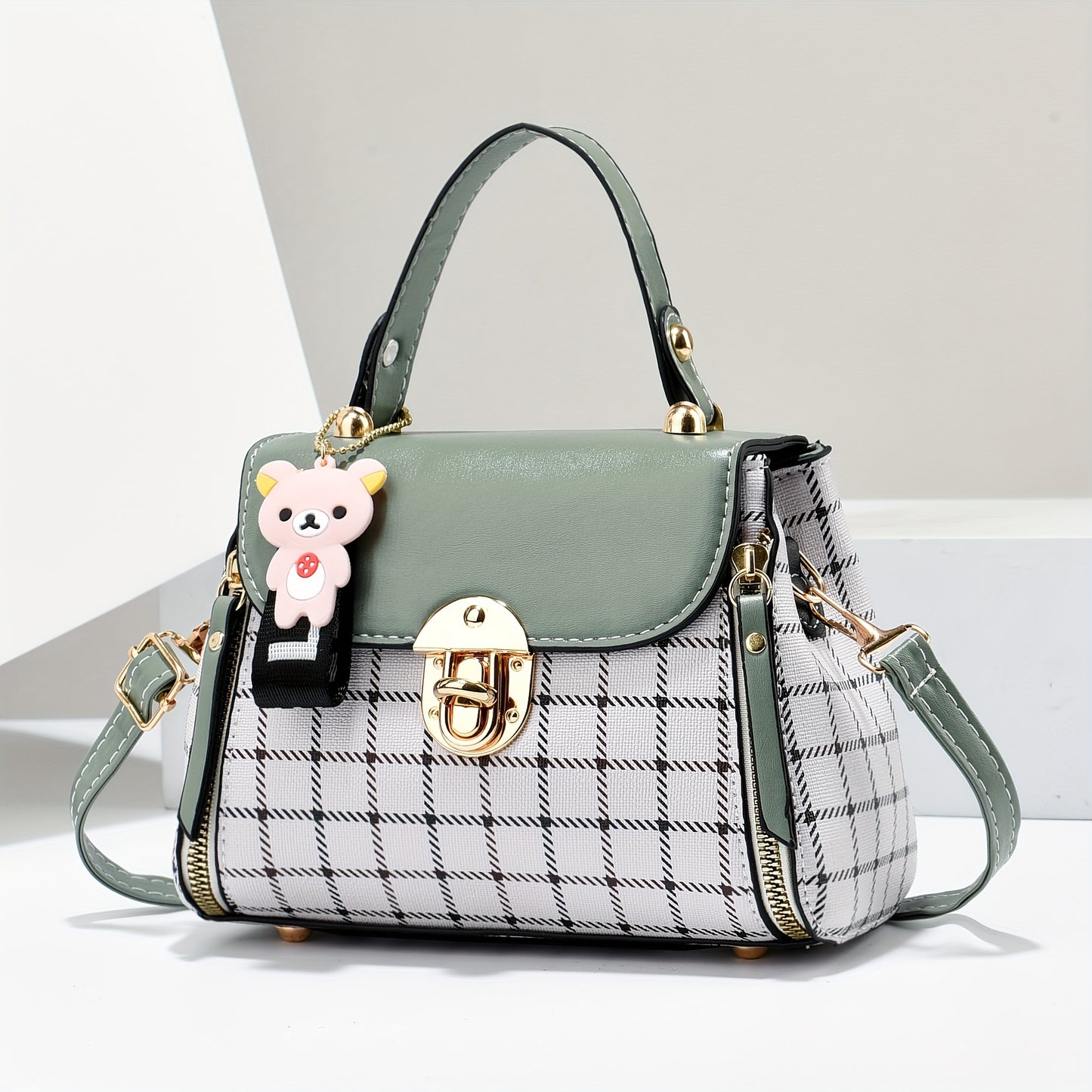 Plaid Pattern Satchel Handbag
