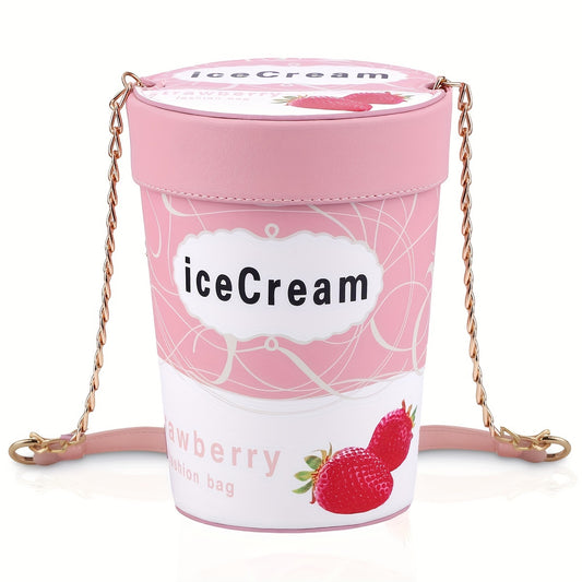 Leather Ice Cream Cross body Bucket Bag