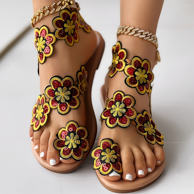 Women's Flowers Flat Sandals