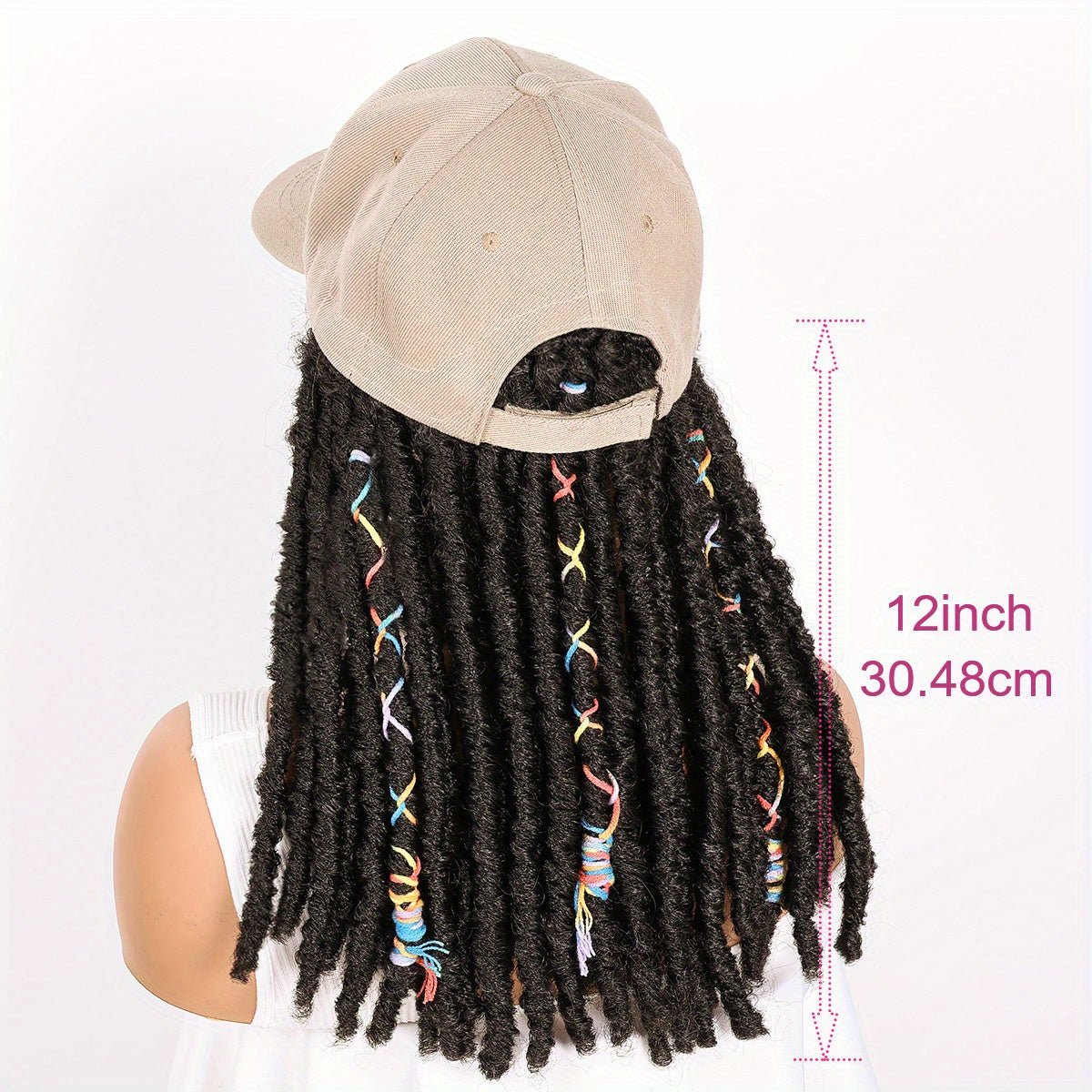 Hat Wigs 12 Inch Deadlock Wigs With Black Baseball Cap (Synthetic)