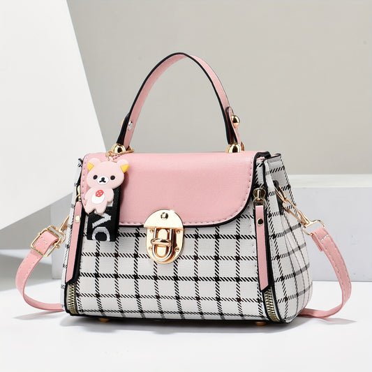 Plaid Pattern Satchel Handbag