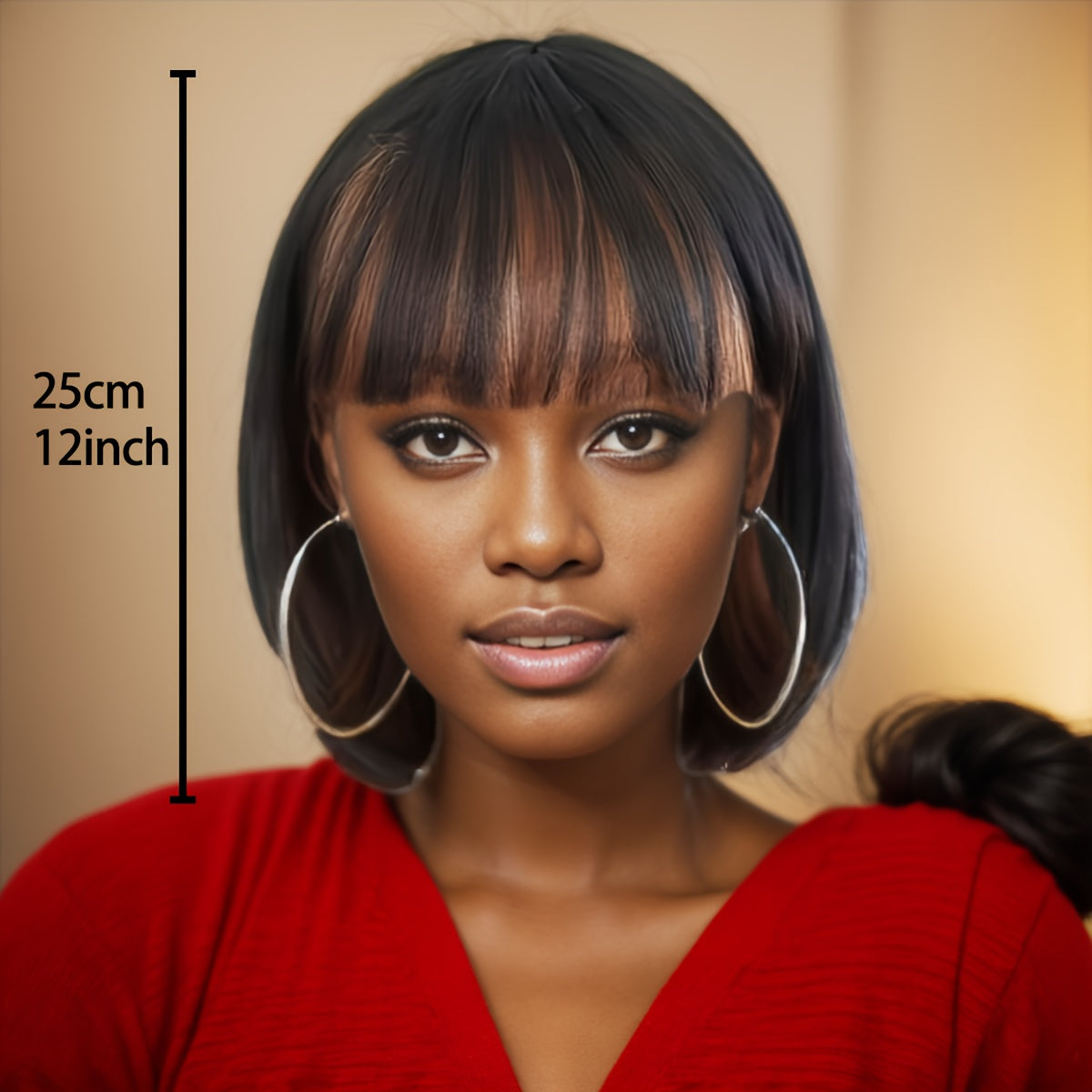 Short Bob Wigs With Bangs - 10 Inch