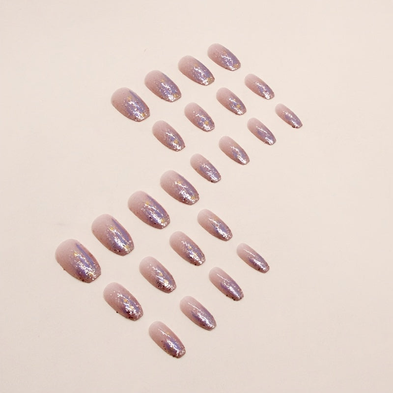 Aurora Purple Glossy Short Ballet Fake Nails (24pcs)