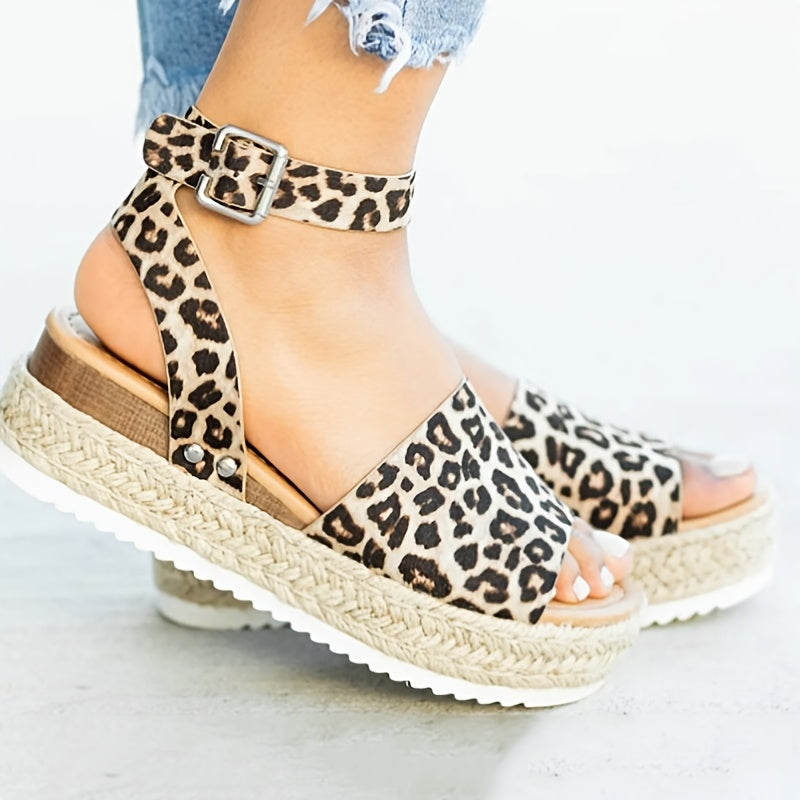 Mid Heel Platform Espadrille Sandals