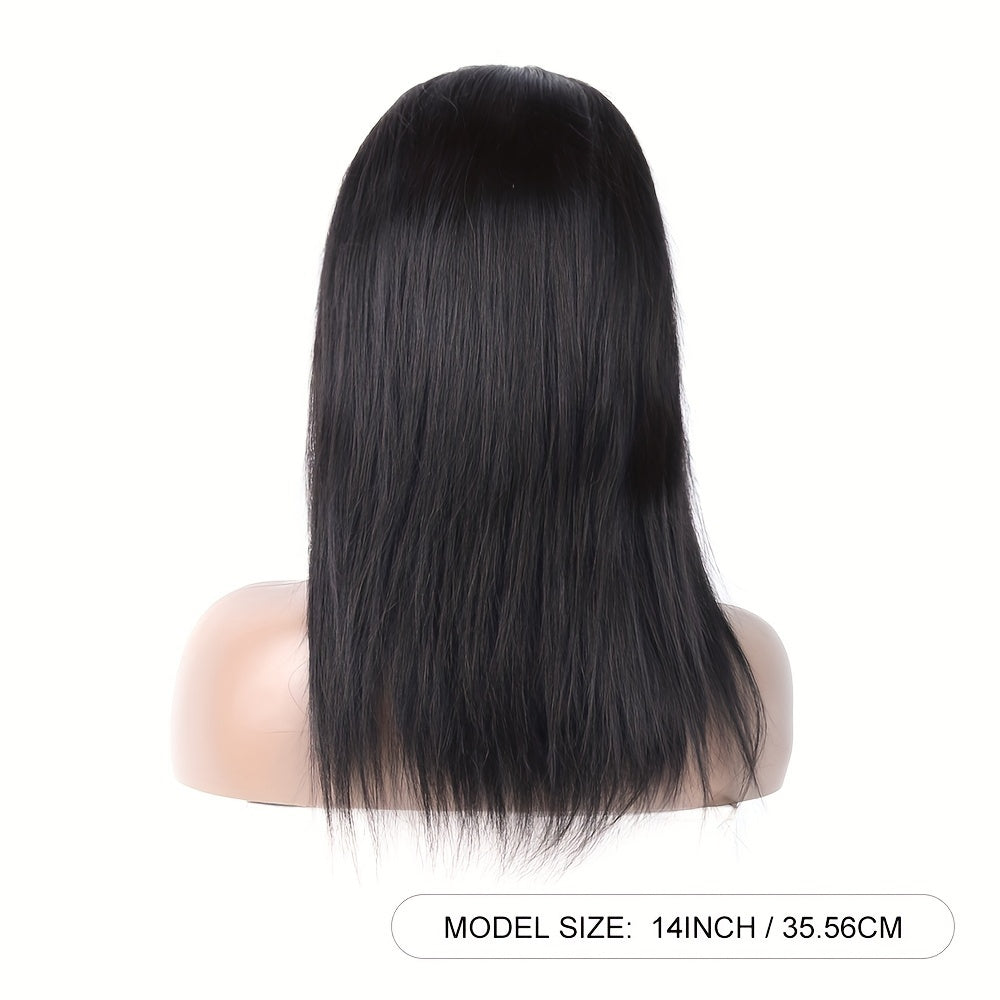 Straight Human Hair Wigs With Bangs Brazilian Virgin None Lace Front Wigs Glueless Machine Made For Women Wigs 150% Density Natural Color